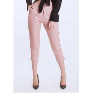 Pink Leather Capri Pants